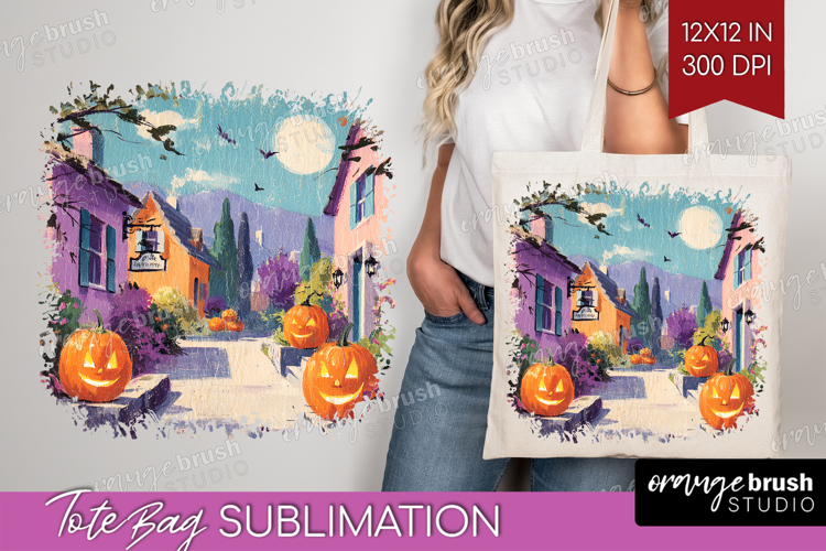 Retro Halloween Tote Bag - Vintage Tote Bag PNG Sublimation