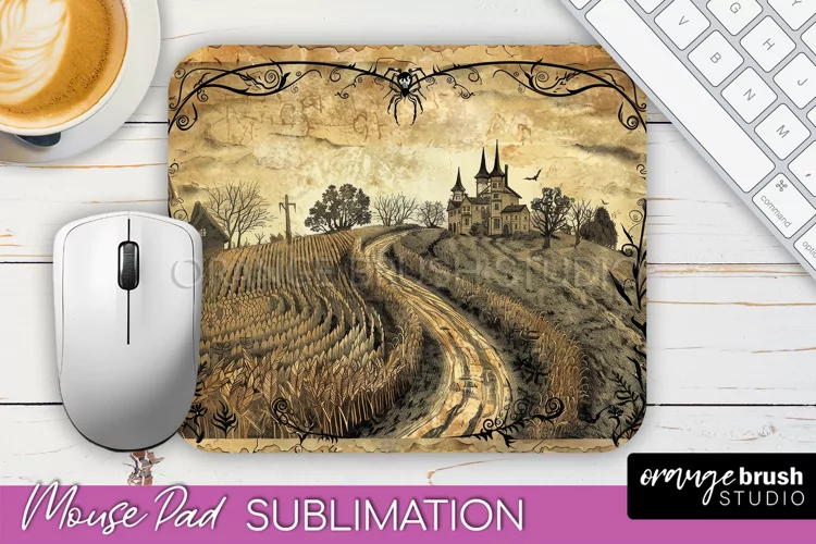 Vintage Halloween Mouse Pad Sublimation - Spooky Halloween