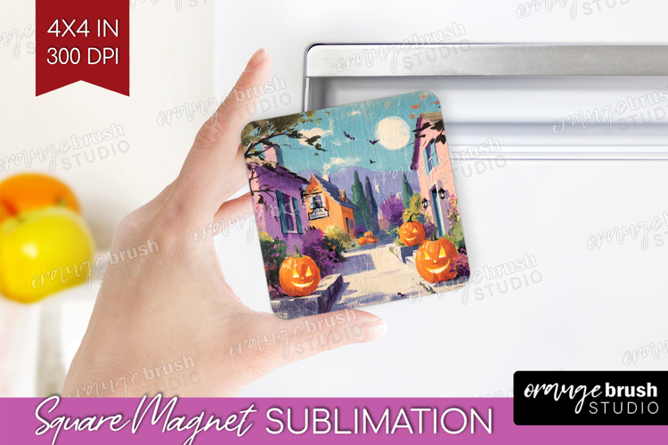 Retro Halloween Magnet Sublimation - Vintage Square Magnet