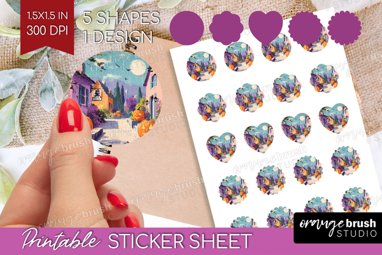 Retro Halloween Round Sticker - Vintage Printable Sticker