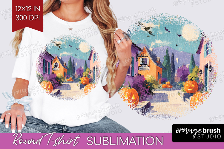 Retro Halloween Round Tshirt Background - Vintage PNG