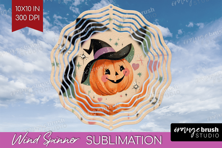 Retro Halloween Wind Spinner Sublimation PNG - Vintage Round