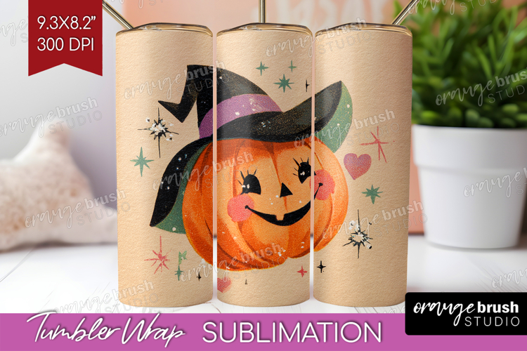 Retro Halloween Tumbler Wrap - Vintage Tumbler PNG