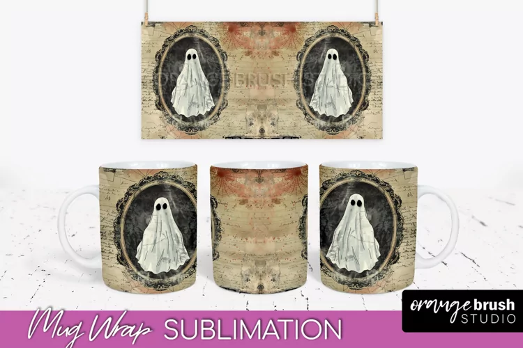 Vintage Halloween Mug Wrap - Spooky Mug Sublimation
