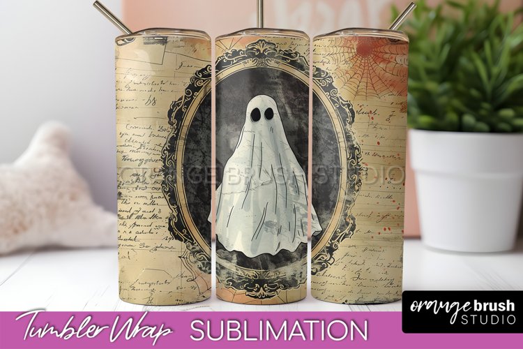 Vintage Halloween Tumbler Wrap, Spooky Halloween Sublimation