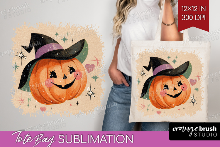 Retro Halloween Tote Bag - Vintage Tote Bag PNG Sublimation