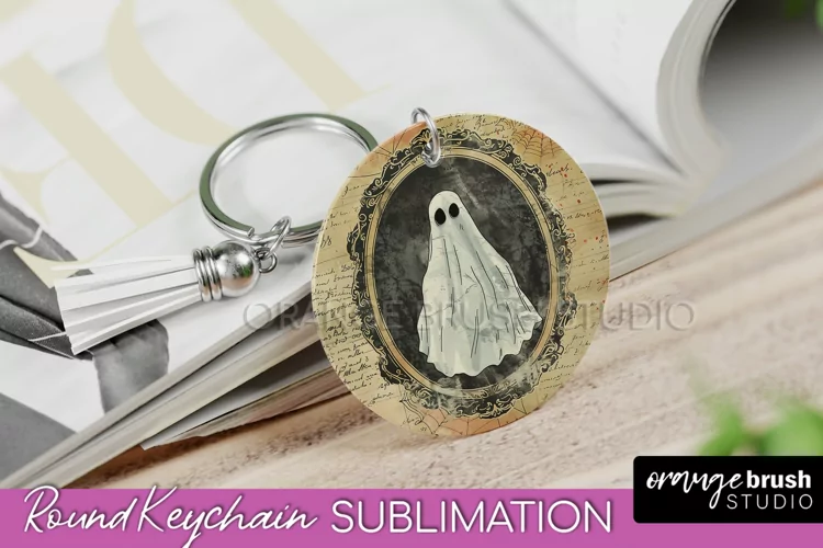 Vintage Halloween Keychain Sublimation, Spooky Keychain PNG