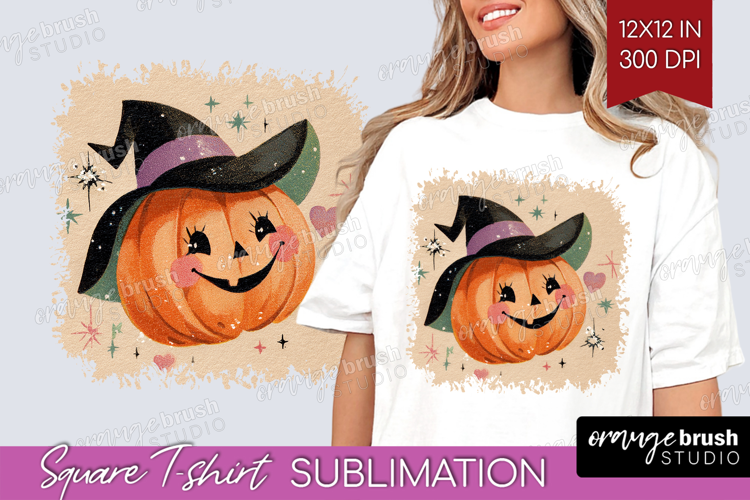 Retro Halloween Square Tshirt Background - Vintage PNG