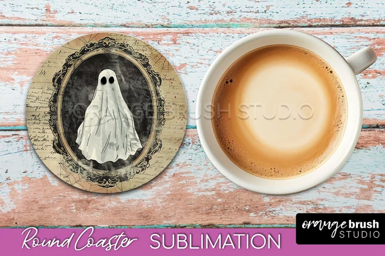 Vintage Halloween Round Coaster Sublimation - Spooky PNG