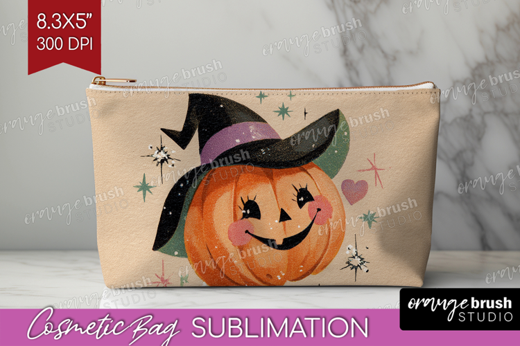Retro Halloween Cosmetic Bag - Vintage Makeup Bag PNG