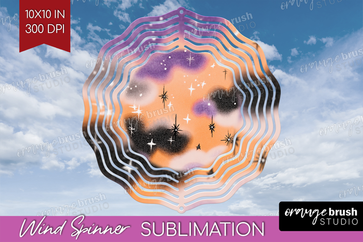 Retro Halloween Wind Spinner Sublimation PNG - Vintage Round