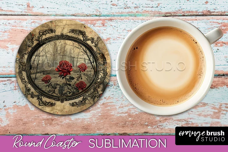 Vintage Halloween Round Coaster Sublimation - Spooky PNG