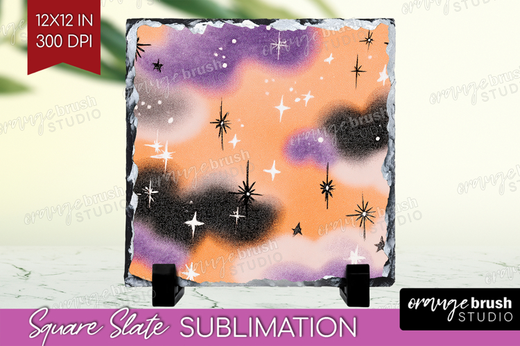 Retro Halloween Slate PNG - Vintage Square Slate Sublimation