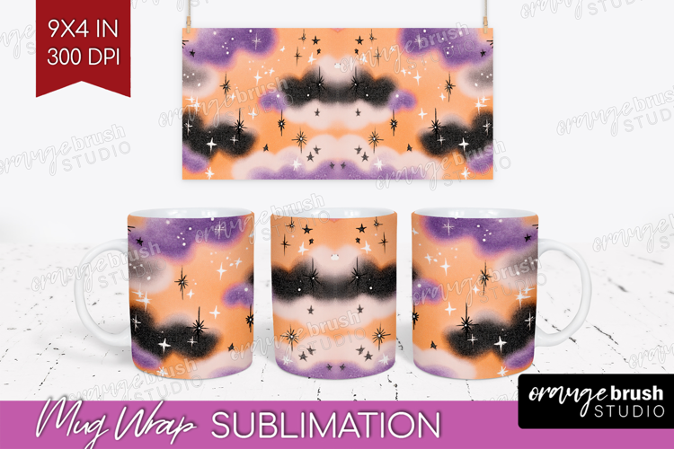 Retro Halloween Mug Wrap - Vintage Mug PNG Sublimation