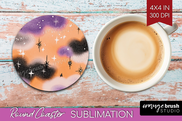 Retro Halloween Round Coaster - Vintage Coaster PNG