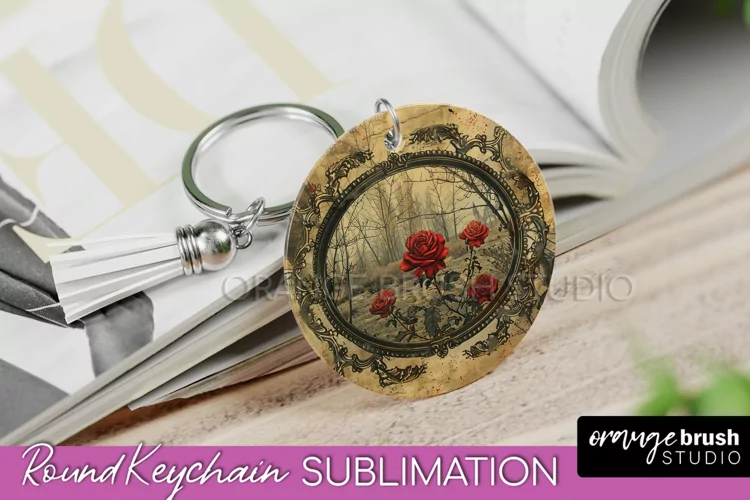 Vintage Halloween Keychain Sublimation, Spooky Keychain PNG
