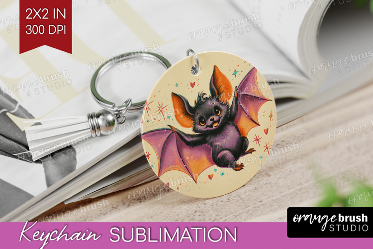Retro Halloween Keychain PNG - Vintage Keychain Sublimation