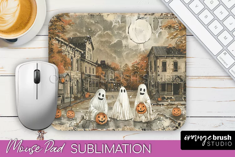 Vintage Halloween Mouse Pad Sublimation - Spooky Halloween