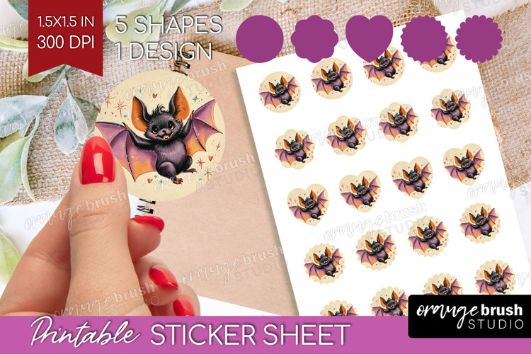 Retro Halloween Round Sticker - Vintage Printable Sticker