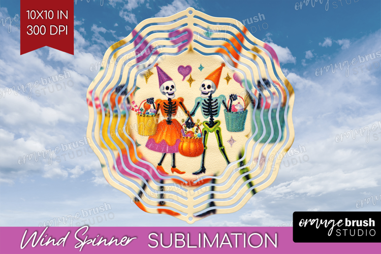 Retro Halloween Wind Spinner Sublimation PNG - Vintage Round