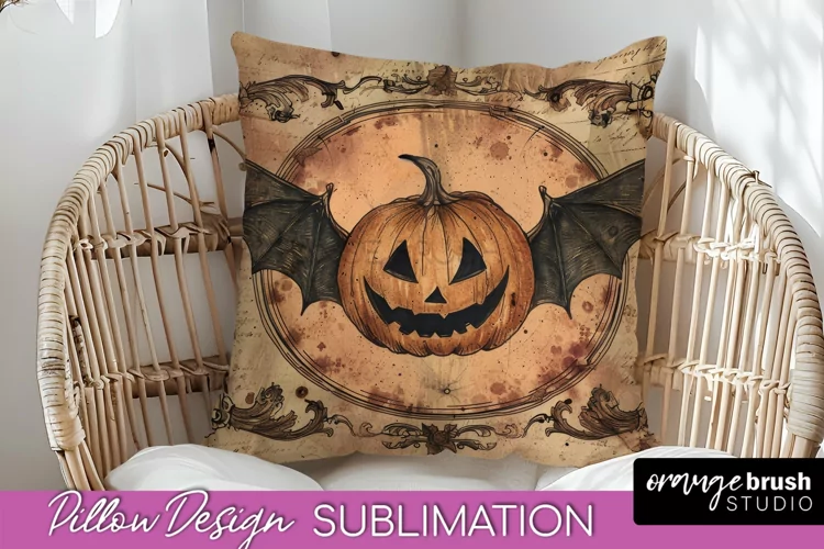 Vintage Halloween Pillow Sublimation, Spooky Pillow Cover