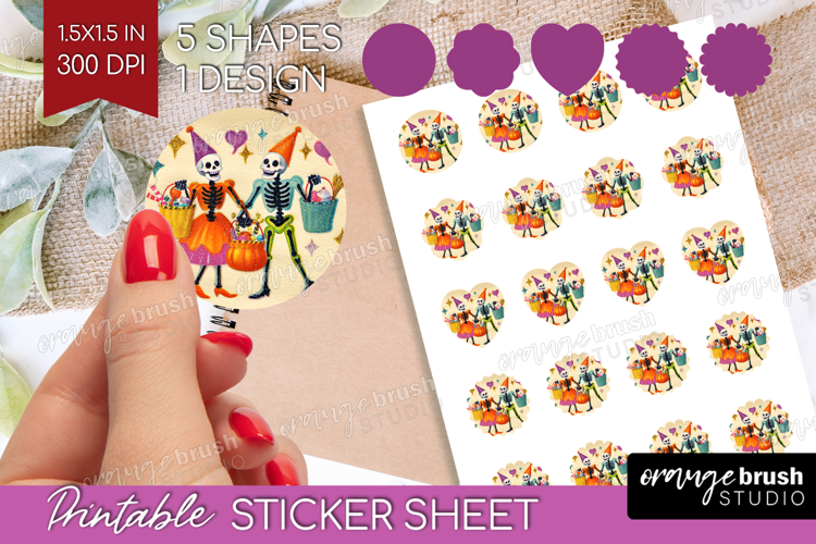 Retro Halloween Round Sticker - Vintage Printable Sticker