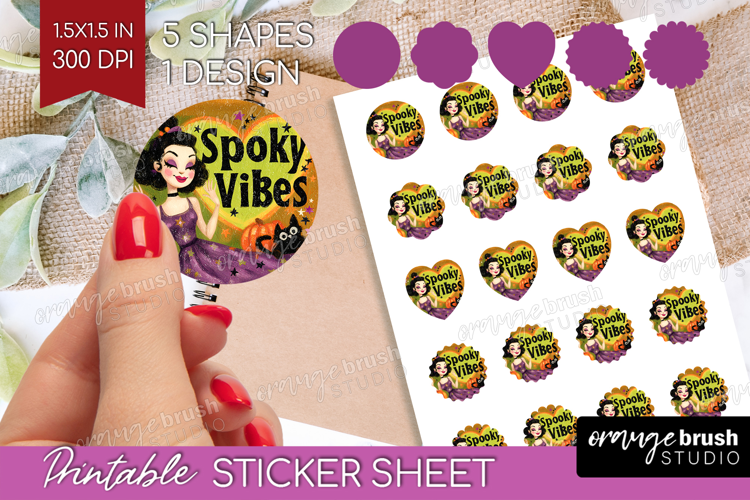 Retro Halloween Round Sticker - Vintage Printable Sticker
