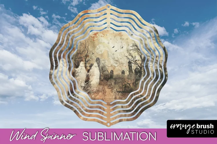 Vintage Halloween Wind Spinner Sublimation - Spooky PNG