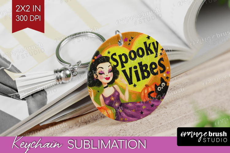 Retro Halloween Keychain PNG - Vintage Keychain Sublimation