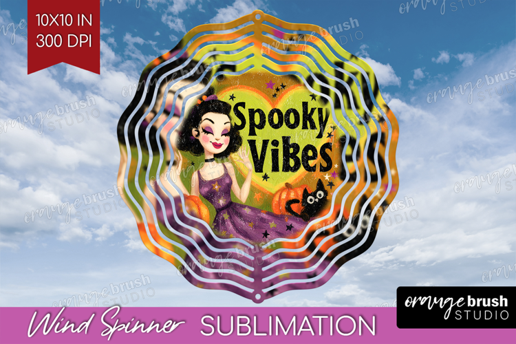 Retro Halloween Wind Spinner Sublimation PNG - Vintage Round