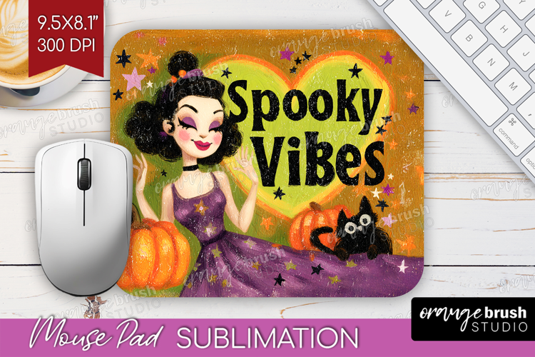 Retro Halloween Mouse Pad Sublimation - Vintage Mousepad PNG
