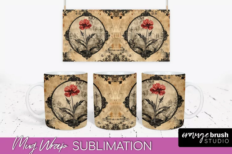 Vintage Halloween Mug Wrap - Spooky Mug Sublimation