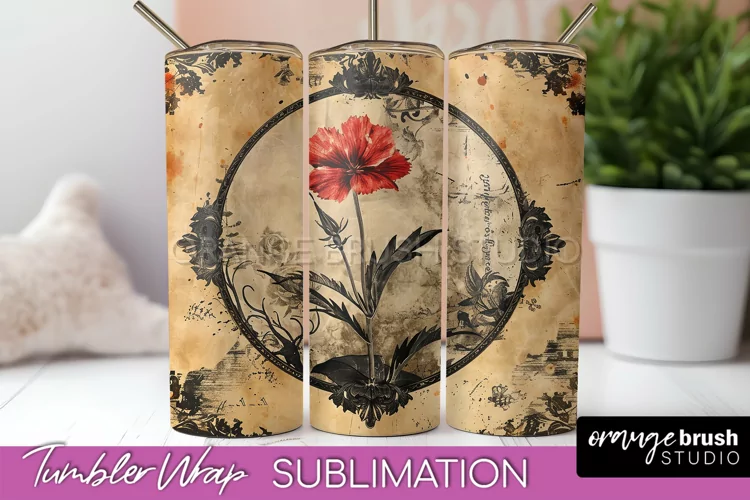 Vintage Halloween Tumbler Wrap, Spooky Halloween Sublimation