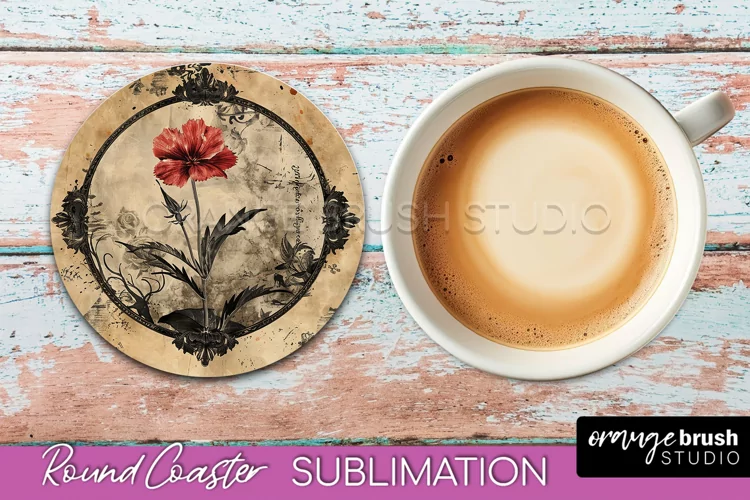 Vintage Halloween Round Coaster Sublimation - Spooky PNG