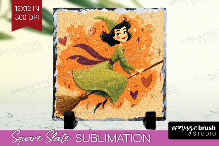 Retro Halloween Slate PNG - Vintage Square Slate Sublimation