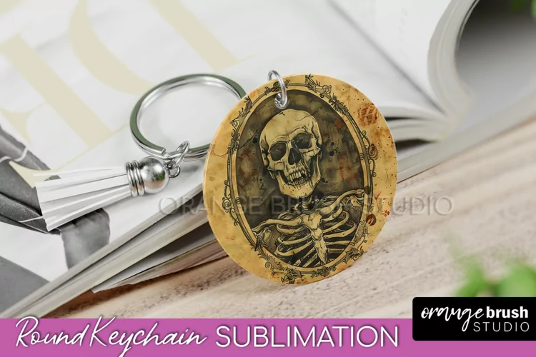 Vintage Halloween Keychain Sublimation, Spooky Keychain PNG