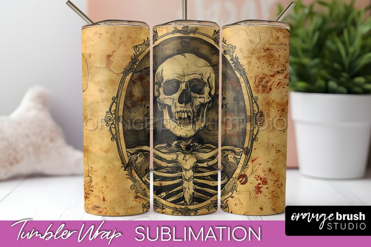 Vintage Halloween Tumbler Wrap, Spooky Halloween Sublimation
