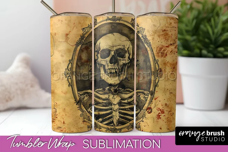 Vintage Halloween Tumbler Wrap, Spooky Halloween Sublimation