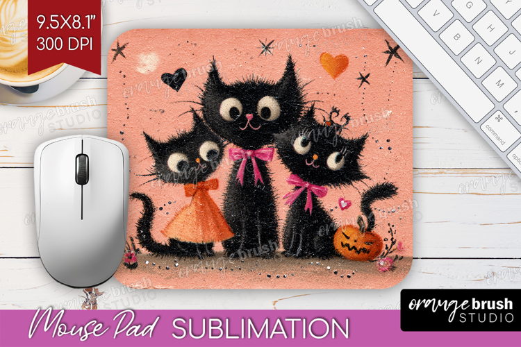 Retro Halloween Mouse Pad Sublimation - Vintage Mousepad PNG