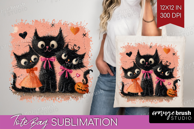 Retro Halloween Tote Bag - Vintage Tote Bag PNG Sublimation