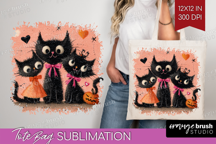 Retro Halloween Tote Bag - Vintage Tote Bag PNG Sublimation