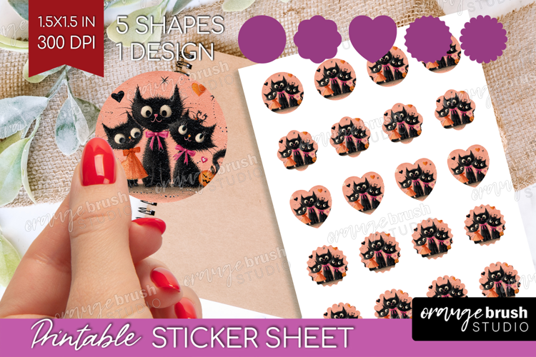 Retro Halloween Round Sticker - Vintage Printable Sticker