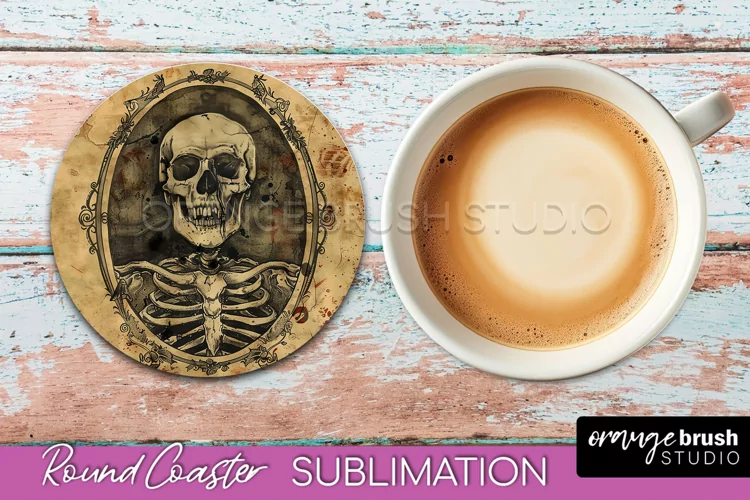Vintage Halloween Round Coaster Sublimation - Spooky PNG