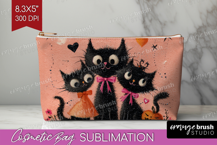 Retro Halloween Cosmetic Bag - Vintage Makeup Bag PNG