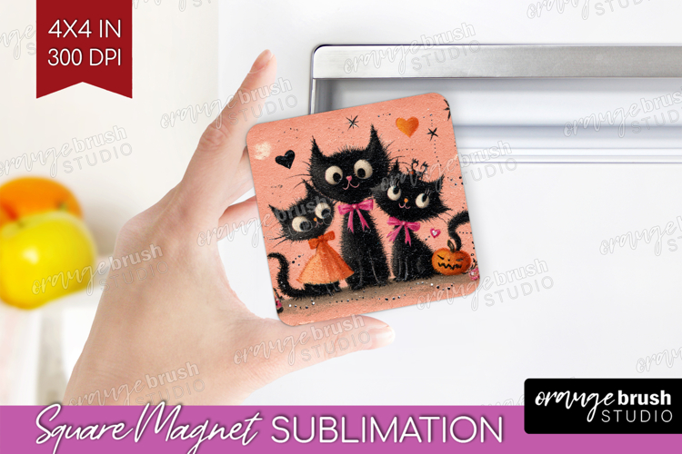 Retro Halloween Magnet Sublimation - Vintage Square Magnet