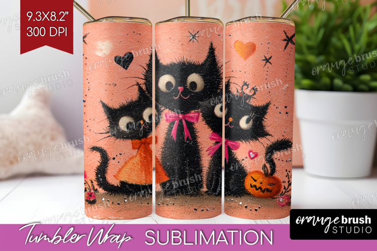 Retro Halloween Tumbler Wrap - Vintage Tumbler PNG