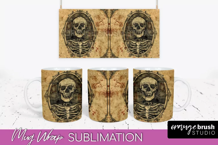 Vintage Halloween Mug Wrap - Spooky Mug Sublimation