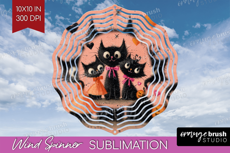 Retro Halloween Wind Spinner Sublimation PNG - Vintage Round