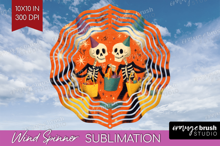 Retro Halloween Wind Spinner Sublimation PNG - Vintage Round