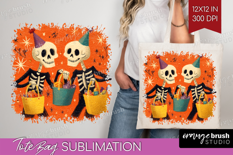 Retro Halloween Tote Bag - Vintage Tote Bag PNG Sublimation